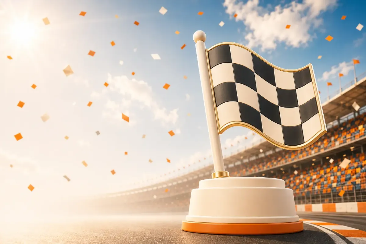 Grid Team chequered flag on the track